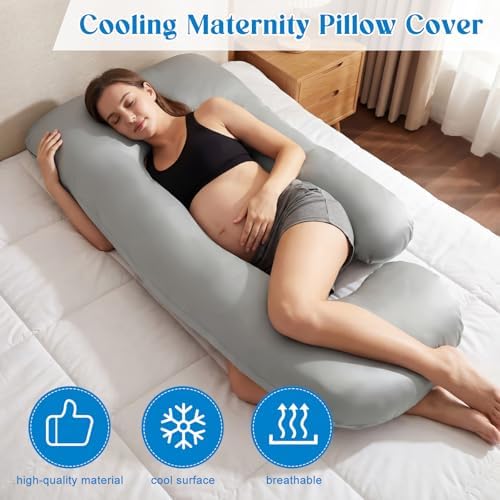 Hahafelt Cooling Pregnancy Pillow Cover 59 Inch Large J Shaped Full Body - Image 4
