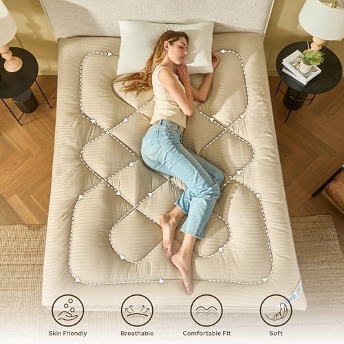 BEDLORE King Mattress Topper, Thick Pillow Top Bed Cover Soft Mattress Pad - Image 5