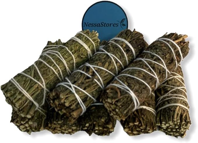 NessaStores 30 pcs Ruda Rue Smudge Sticks, 4-Inch Hand Tied, All Natural, Ethically Sourced for Home Cleansing, Clearing Negative Energy, & Attracting Positivity JC-204