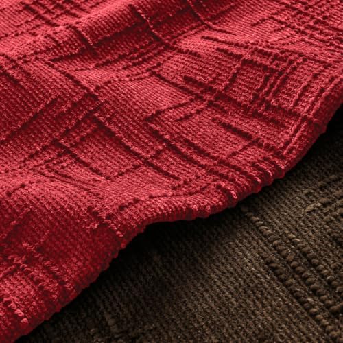 MIULEE Slubby Textured Decorative Throw Pillow Covers Red 20x20 - Image 2