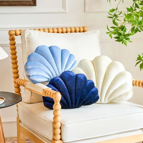 Lfsaaj Navy Blue Seashell Throw Pillows, Shell Shaped Throw Pillows, 13 Inch - Image 3