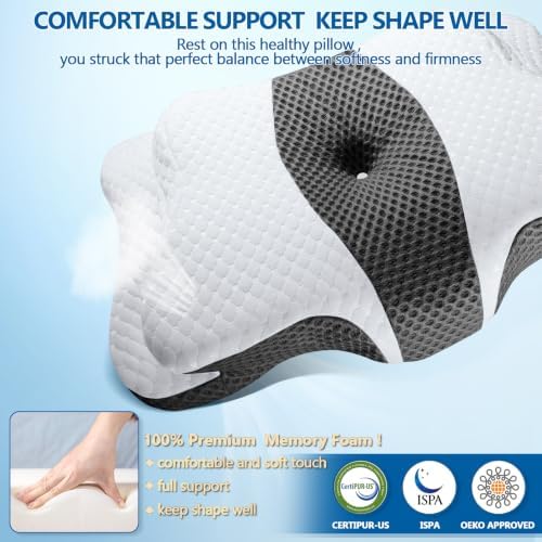 CHxxy Cervical Neck Pillow for Pain Relief Sleeping, Memory Foam Pillows - Image 5
