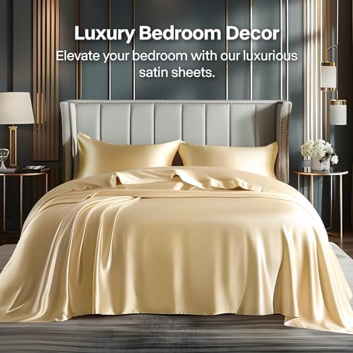 BEDELITE Satin Sheets King Size Bed Set, 4 Pieces - Image 2