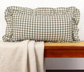 JoraLion Ruffled Lumbar Pillow Cover 14x24 Gingham Green by JoraLion