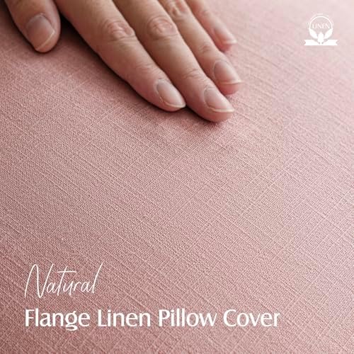 Foindtower Linen Solid Decorative Throw Pillow Covers 20x20 Inch Rose Pink - Image 2