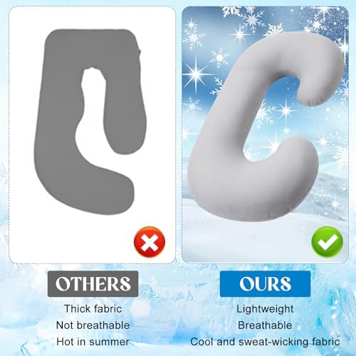 Hahafelt Cooling Pregnancy Pillow Cover 59 Inch Large C Shaped Full Body - Image 3