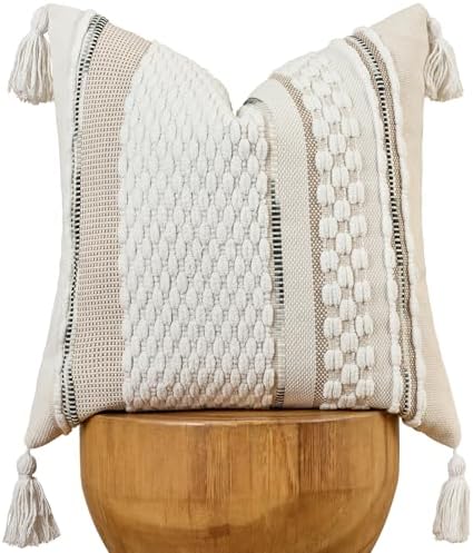 AmHoo Chenille Striped Textured Boho Throw Pillow Covers Aesthetic by AmHootextile