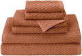 COTTON CRAFT Euro Spa Waffle Weave 6 Piece Towel Set - 100% Cotton - Mocha by COTTONCRAFT