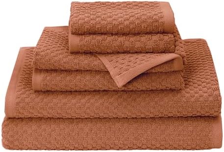 COTTON CRAFT Euro Spa Waffle Weave 6 Piece Towel Set - 100% Cotton - Mocha by COTTONCRAFT