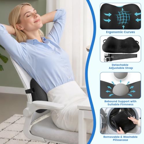 Lumbar Support Pillow, Memory Foam Back Cushion - Image 3