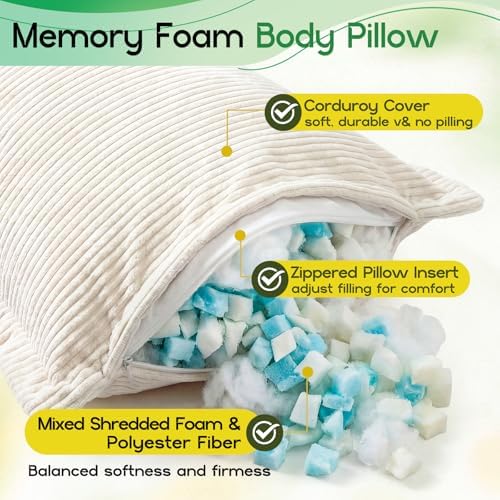 1 MIDDLE ONE Body Pillow, Memory Foam Body Pillows - Image 2