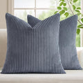 Mecatny Corduroy Decorative Throw Pillow Covers 24x24 Set of 2 Blue Grey by Mecatny