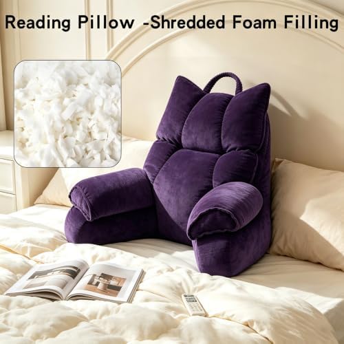 Reading Pillow for Bed with Arms, Back Support, Memory Foam（Grape - Image 3