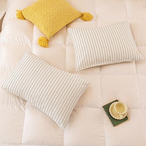 ECOCOTT Striped Pillowcases Queen Size 2 Pack, 100% Washed Cotton Pillow Cases - Image 4