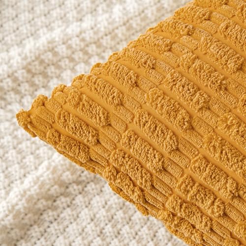 MIULEE Lumbar Corduroy Decorative Throw Pillow Covers 12x20 Gold Yellow - Image 4