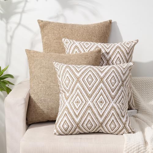 HPUK Throw Pillow Covers 20x20, Light Brown Couch Pillow Covers by HPUK