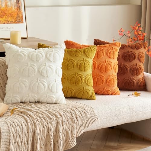 MIULEE Fall Pillow Covers Pumpkin Fall Decor 16x16 Cream White - Image 3