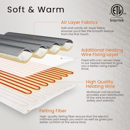 Electric Heated Mattress Pad Twin Size Single Control Bed Warmer, Deep Pocket - Image 6