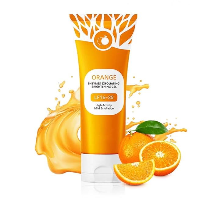 Orange Exfoliating Gel for Face & Body, 2026 Exfoliating Cleansing Gel Scrub, Orange Enzymes Exfoliatings Gels, Deep Clean Pores, Remove Blackheads & Moisturize Skin, All Types Skin (1pcs, 3.38 Fl Oz)