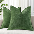 decorUhome Chenille Moss Green Velvet Throw Pillow Covers 16x16 Set of 2 by decorUhome