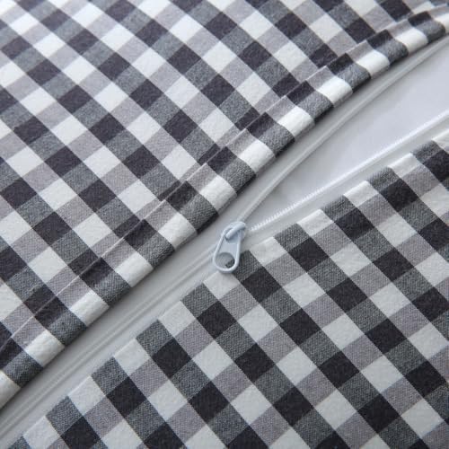 Mywinlle Black/White Plaid Ruffle Throw Pillow Covers Set of 2, Checkered - Image 4