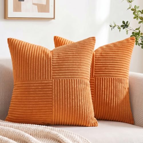 Fancy Homi 2 Packs Orange Fall Decorative Throw Pillow Covers 16x16 Inch by Fancy+Homi