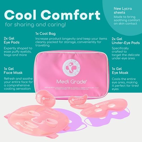 Medi Grade Face Ice Pack and Cooling Eye Mask Set, ChillGel Gel Mask - Image 3