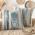 ANRODUO Boho Decorative Throw Pillow Covers Sky Blue Stripe 20x20 Pack of 2 by ANRODUO