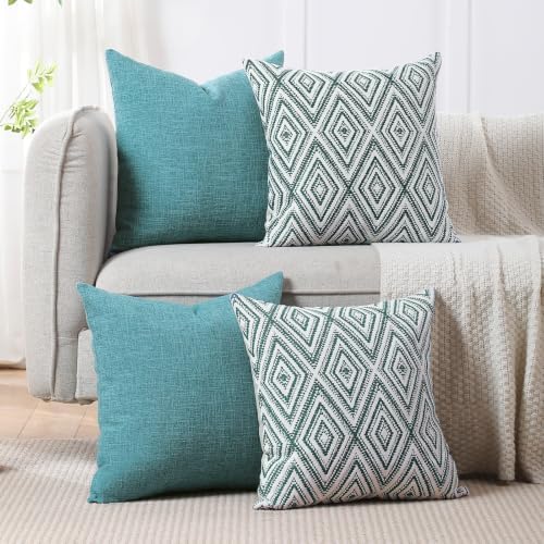 HPUK Throw Pillow Covers 20x20, Aqua Blue Couch Pillow Covers - Image 7