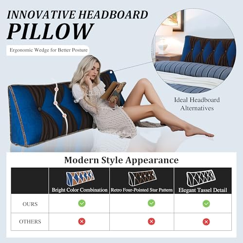 Daneey Headboard Pillow Queen, Triangular Wedge Pillow Headboard, Wedge - Image 6