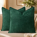 Allorry Throw Pillow Covers 22x22 Green Chenille Solid Home DecorSY014G22 by Allorry