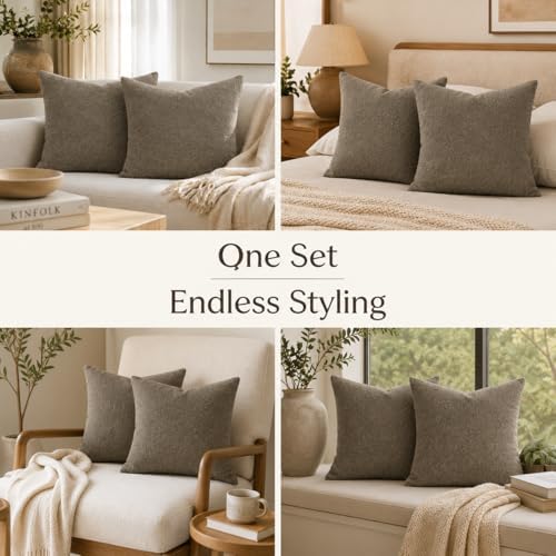 JoraLion 20x20 inch Boucle Throw Pillow Covers, No Insert - Image 3