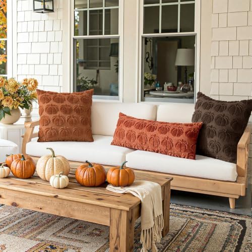 MIULEE Fall Pillow Covers Pumpkin Fall Decor 18x18 Reddish Brown - Image 5