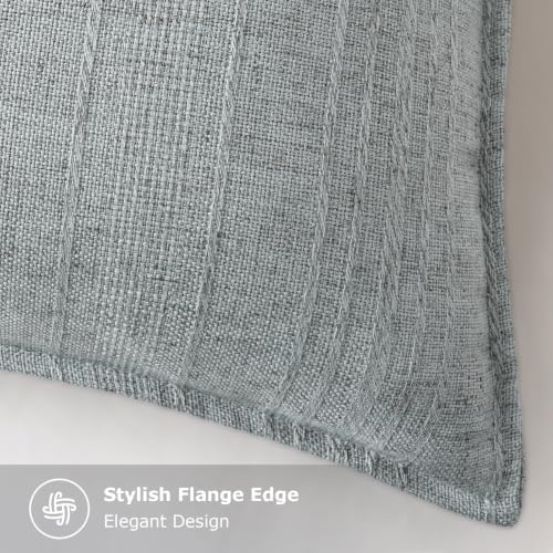 decorUhome Sky Blue Textured Linen Throw Pillow Covers 16x16 Set of 2 - Image 3