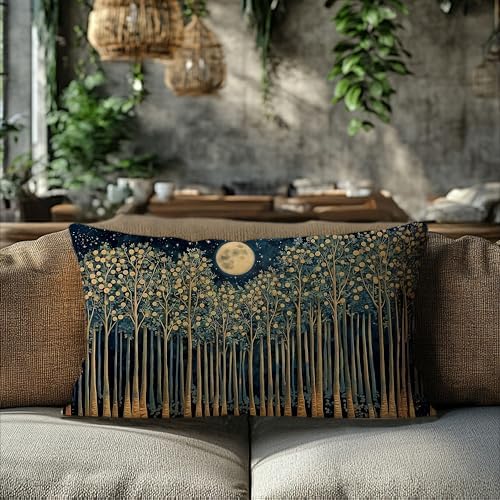 Rustic William Morris Night Moon Forest Green Decor Pillow Covers 12x20 - Image 6