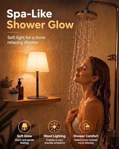 EZVALO Spa-Like Shower Lamp – IP65 Waterproof Bathroom Lamp, Rechargeable Cordless Mood Light, 3 Color Temps for Relaxing Bathroom & Bathtub Experience 1 Pack (Black) - Image 3