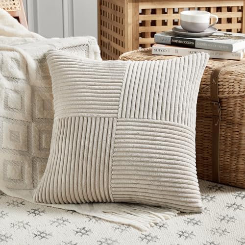 Fancy Homi 2 Packs Neutral Taupe Decorative Throw Pillow Covers 18x18 Inch - Image 2