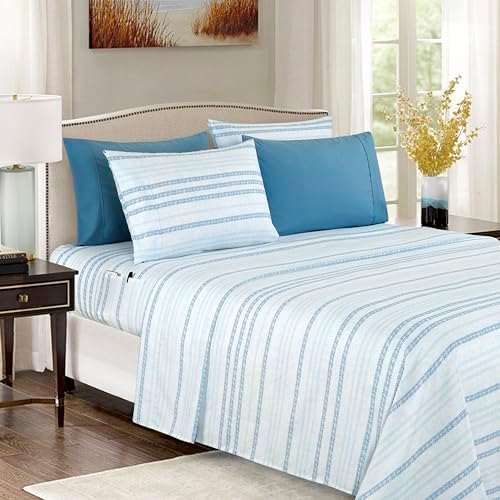 Elegant Comfort 6-Piece Sheet Set Deep Pocket Stripe, Traci Aqua by ELEGANTCOMFORT
