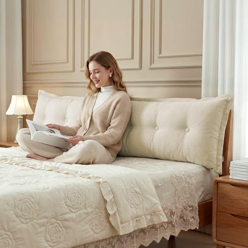 WOWMAX Headboard Pillow Twin Dorm Bolster Reading Pillow - Image 2
