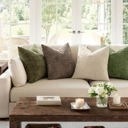MIULEE Chenille Textured Throw Pillow Covers Beige 20x20 Set of 2 - Image 6