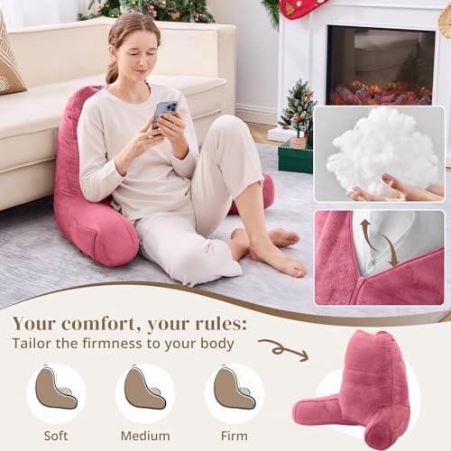 Sasttie Reading Pillow for Bed, Back Pillow for Sitting Up, Rose Pink - Image 3