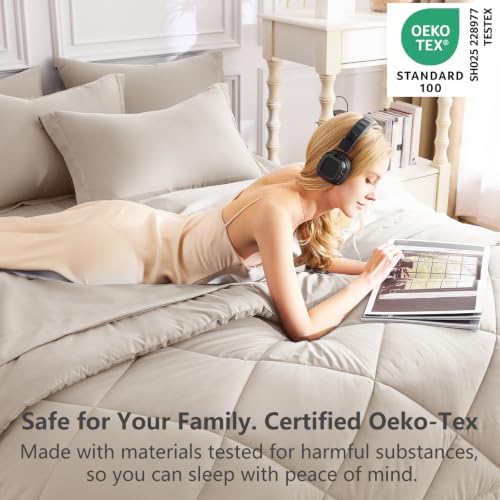 CozyLux King Comforter Set 102"x90" Linen - Image 3