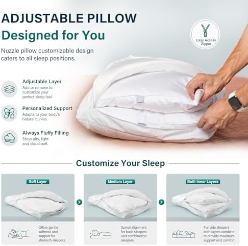 Nuzzle Pillow King Size Adjustable Neck Pillows, Soft Luxury Hotel Feel - Image 2