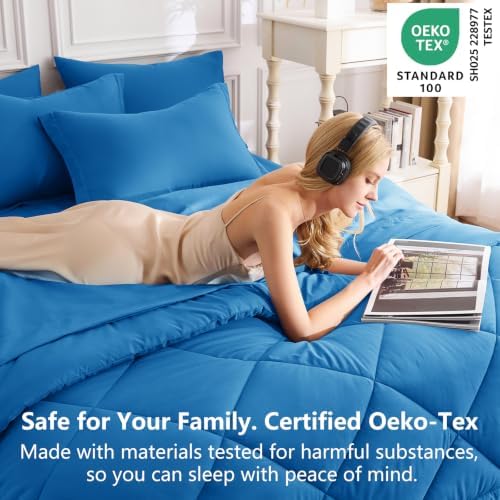 CozyLux King Comforter Set 102"x90" Royal Blue - Image 3