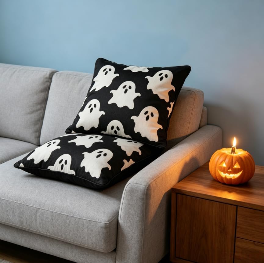 Halloween Ghost Throw Pillow Covers, 18x18 Inch, Machine Washable, Living Room - Image 7