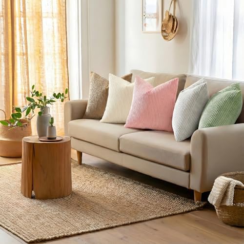 Mecatny Corduroy Fall Throw Pillow Covers 16x16 Set of 2 Cream White - Image 6