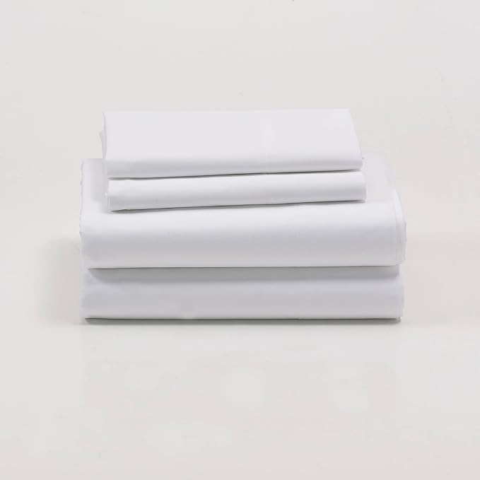 Cuddledown dreamstead Queen Bed Soft, Easy, 100% Cotton, Luxury Sateen, Set Includes Fitted, Flat Sheet and Pillowcase, White