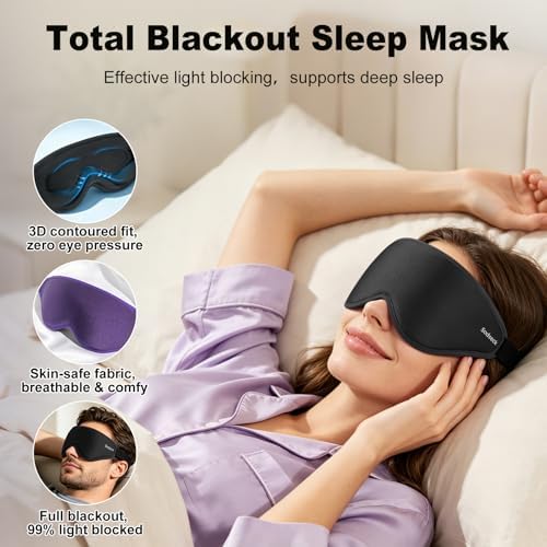 3D Contoured Sleep Eye Mask, Zero Eye Pressure Light Blocking Sleeping Mask - Image 3