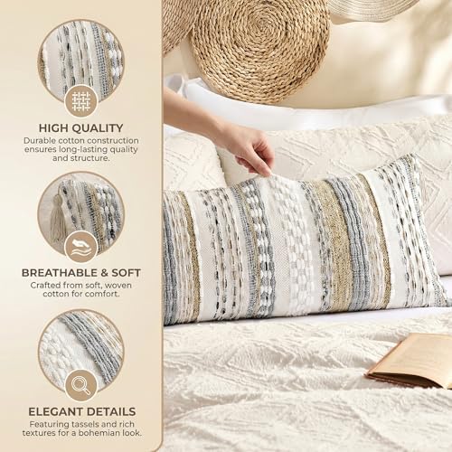 Kevin Textile Boho Tufted 14x36 Inch Lumbar Pillow Cover 1 Pack - Image 7