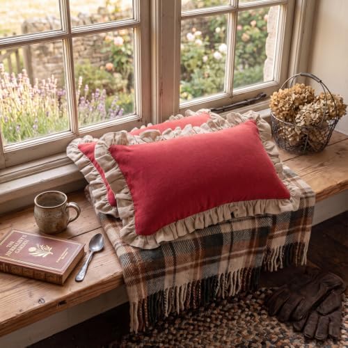 patdrea Vintage Red Linen Throw Pillow Covers - Image 7